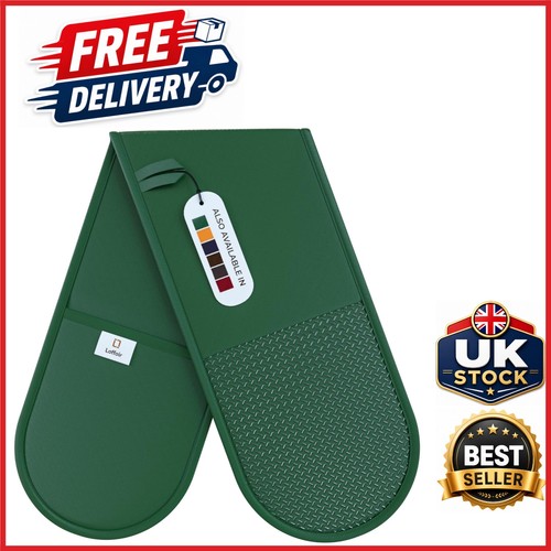 Double oven gloves green - double,